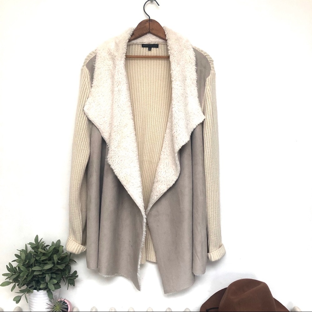 Napa Valley - Faux Suede & Fur Waterfall Cardigan